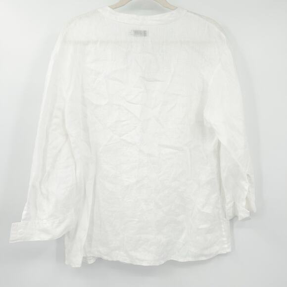 By the Sea Womens Beachy Coastal Lagenlook 100% Linen Long Sleeve Blouse Size L - Picture 6 of 6